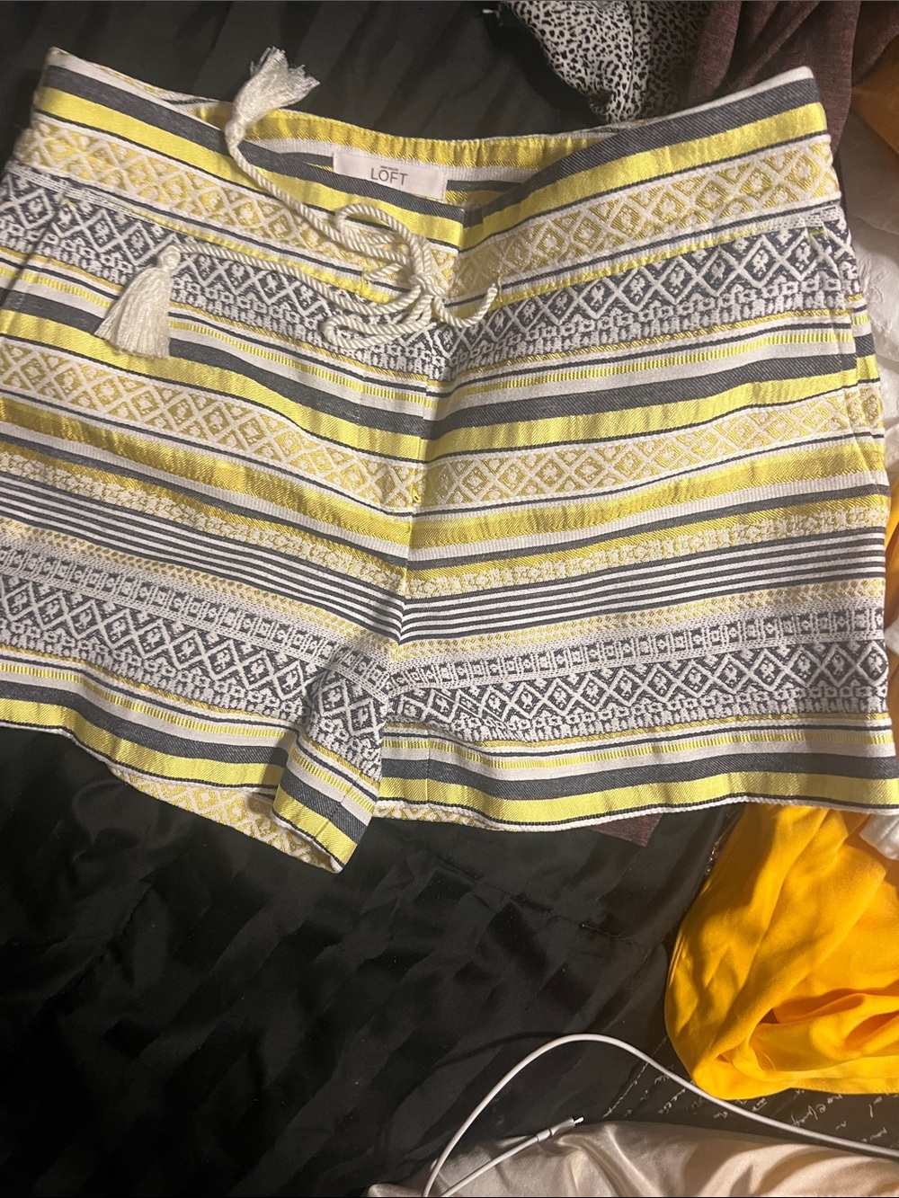 Ann Taylor LOFT Riviera Shorts Yellow & Gray Striped, size 2. Never worn/washed